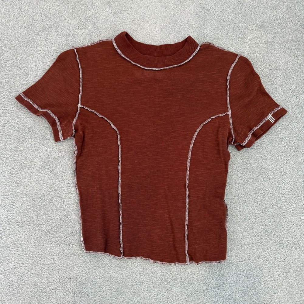 Urban Outfitters Women's Rust Short Sleeve Top